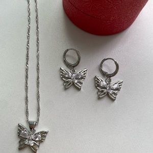 925 stamped silver butterfly jewelry set